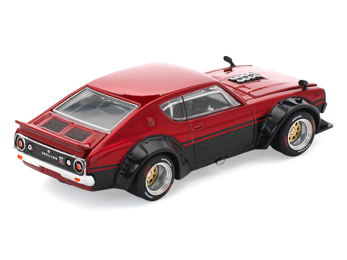Skyline KPGC110 "Kenmeri" RHD (Right Hand Drive) Red Metallic and Black 1/64 Diecast Model Car by Pop Race Pop Race