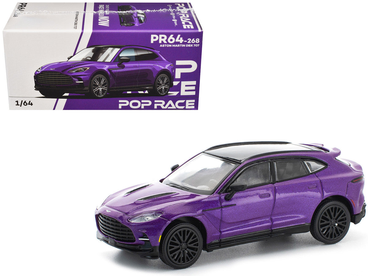 Aston Martin DBX 707 Storm Purple Metallic with Black Top 1/64 Diecast Model Car by Pop Race Pop Race
