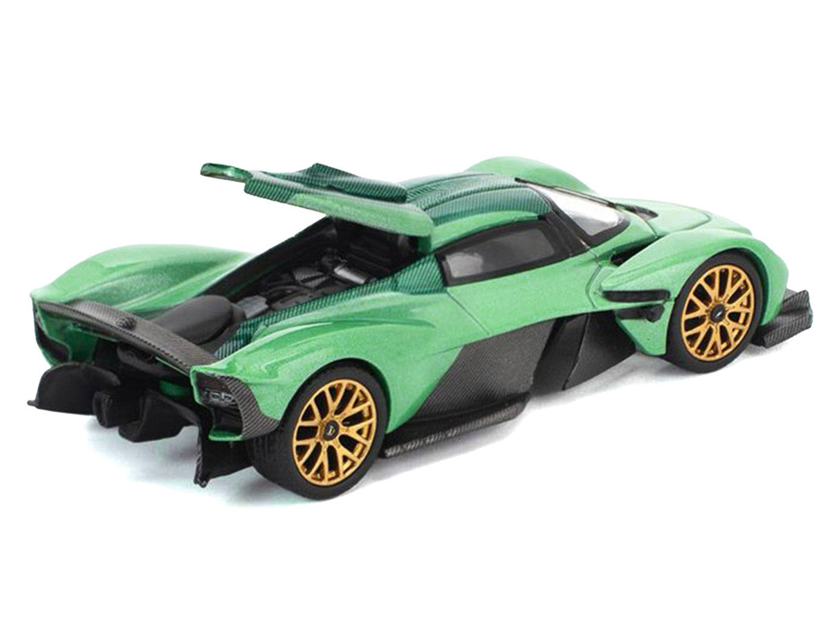 Aston Martin Valkyrie Iridescent Emerald Metallic with Green Carbon Top 1/64 Diecast Model Car by Pop Race Pop Race
