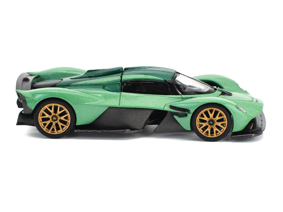 Aston Martin Valkyrie Iridescent Emerald Metallic with Green Carbon Top 1/64 Diecast Model Car by Pop Race Pop Race