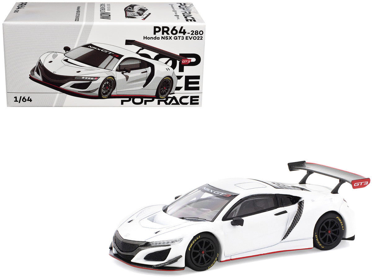 Honda NSX GT3 EVO22 White 1/64 Diecast Model Car by Pop Race Pop Race