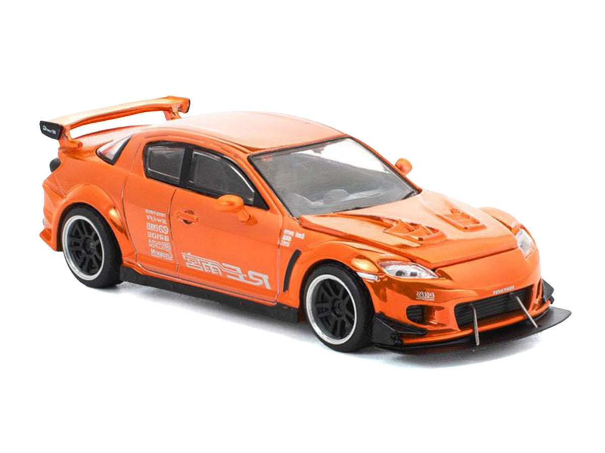 Mazda RX8 RE-Amemiya Widebody RHD (Right Hand Drive) Orange Chrome 1/64 Diecast Model Car by Pop Race Pop Race
