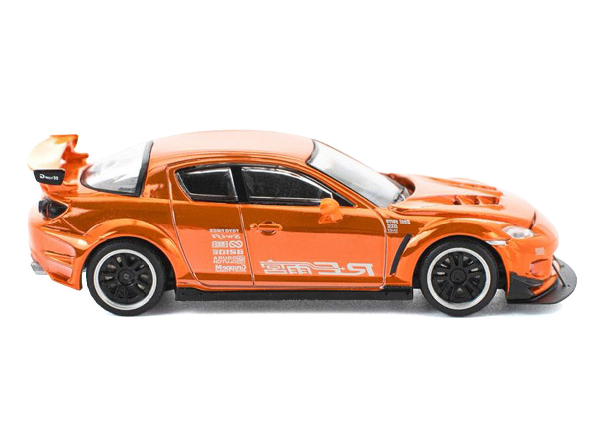 Mazda RX8 RE-Amemiya Widebody RHD (Right Hand Drive) Orange Chrome 1/64 Diecast Model Car by Pop Race Pop Race