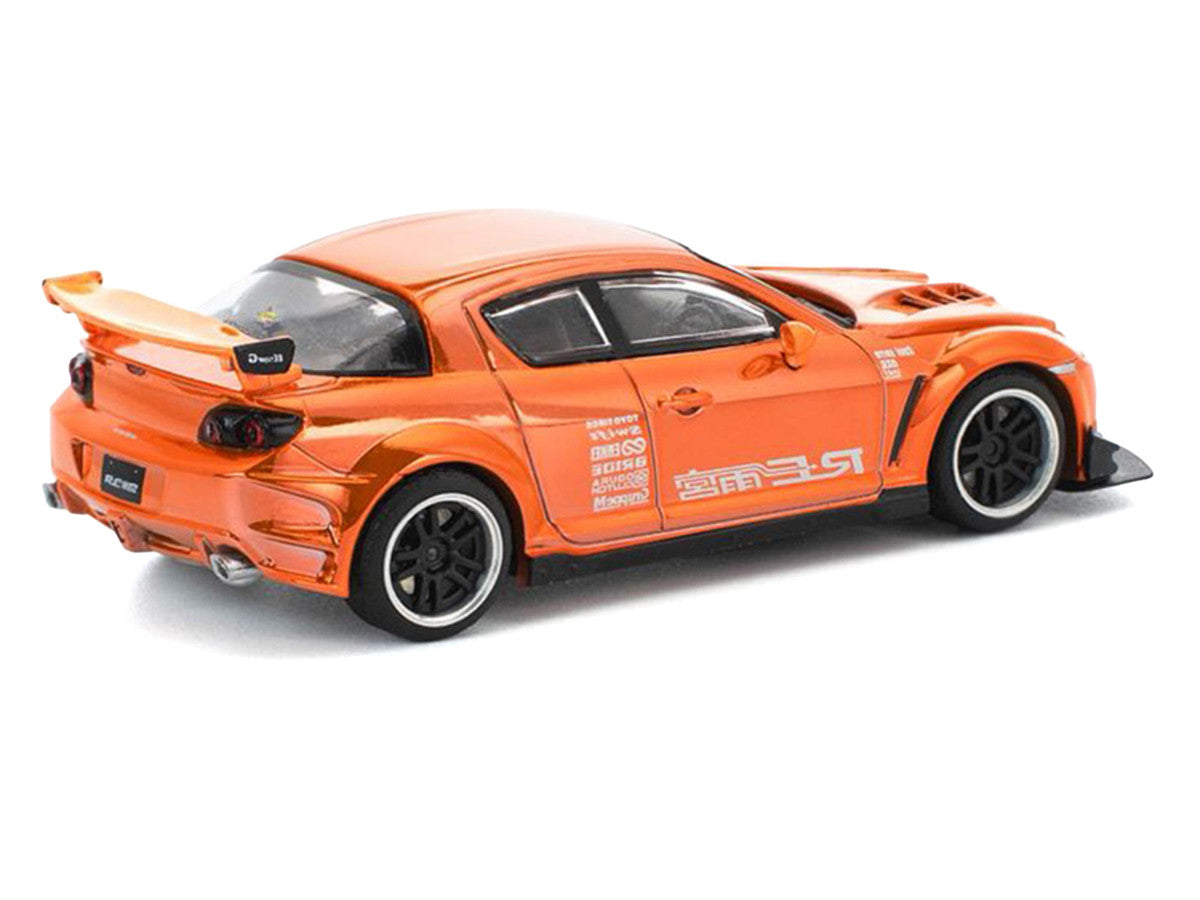 Mazda RX8 RE-Amemiya Widebody RHD (Right Hand Drive) Orange Chrome 1/64 Diecast Model Car by Pop Race Pop Race