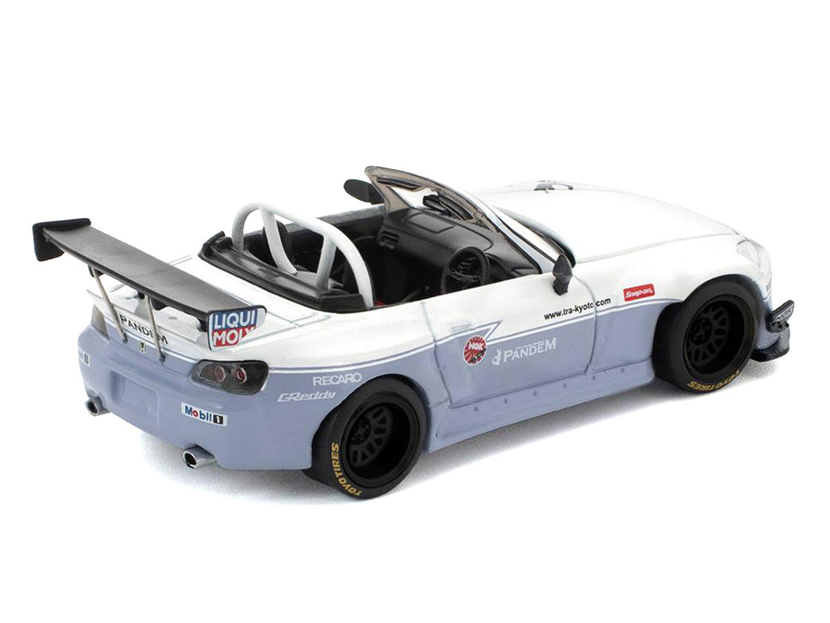 Honda Pandem S2000 RHD (Right Hand Drive) White and Blue Gray 1/64 Diecast Model Car by Pop Race Pop Race