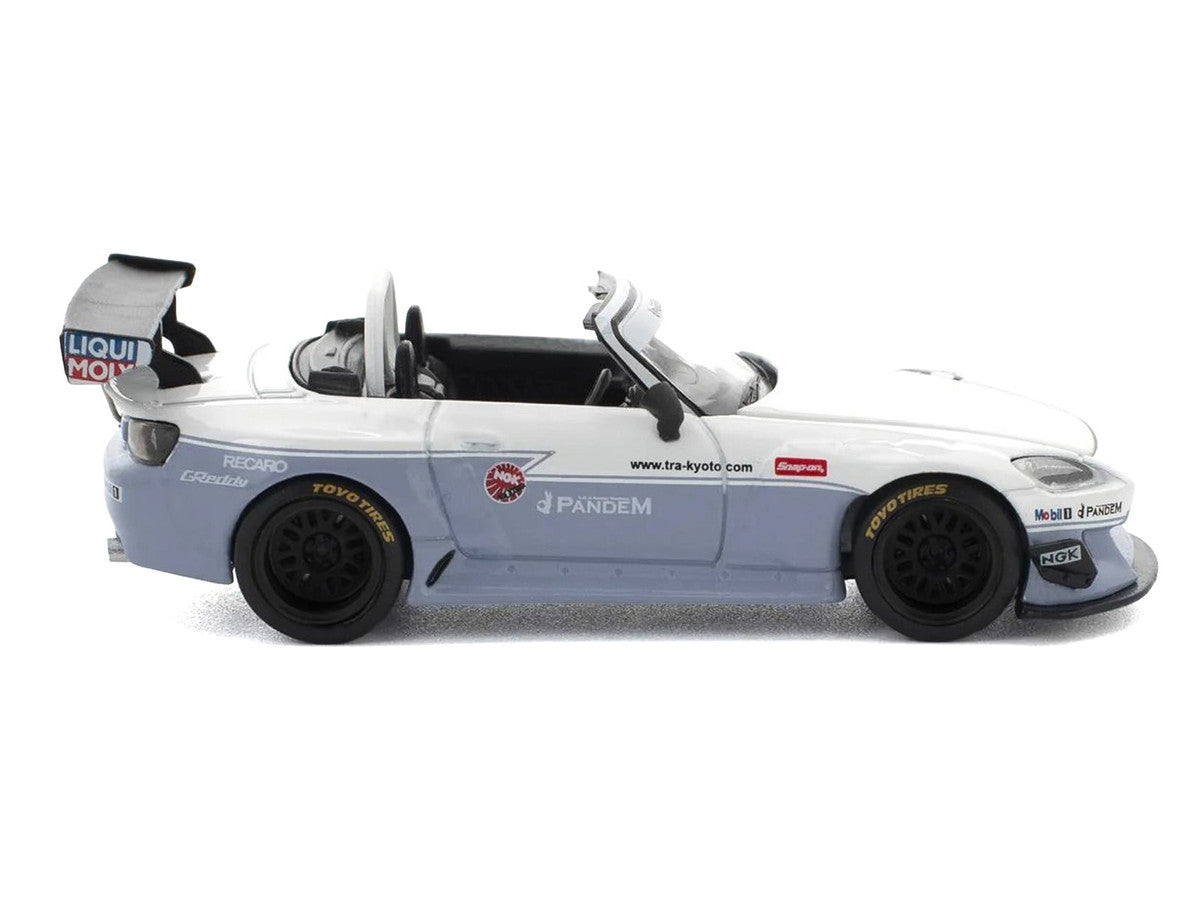 Honda Pandem S2000 RHD (Right Hand Drive) White and Blue Gray 1/64 Diecast Model Car by Pop Race Pop Race