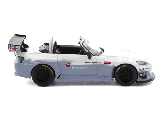 Honda Pandem S2000 RHD (Right Hand Drive) White and Blue Gray 1/64 Diecast Model Car by Pop Race Pop Race