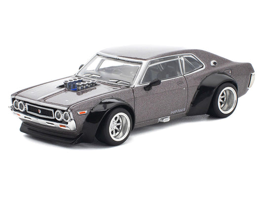 Datsun Laurel C130 RHD (Right Hand Drive) Gray Metallic 1/64 Diecast Model Car by Pop Race Pop Race