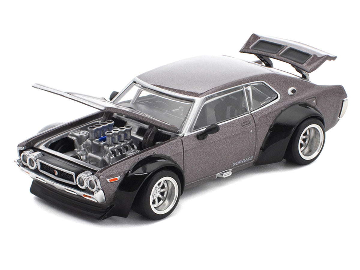 Datsun Laurel C130 RHD (Right Hand Drive) Gray Metallic 1/64 Diecast Model Car by Pop Race Pop Race