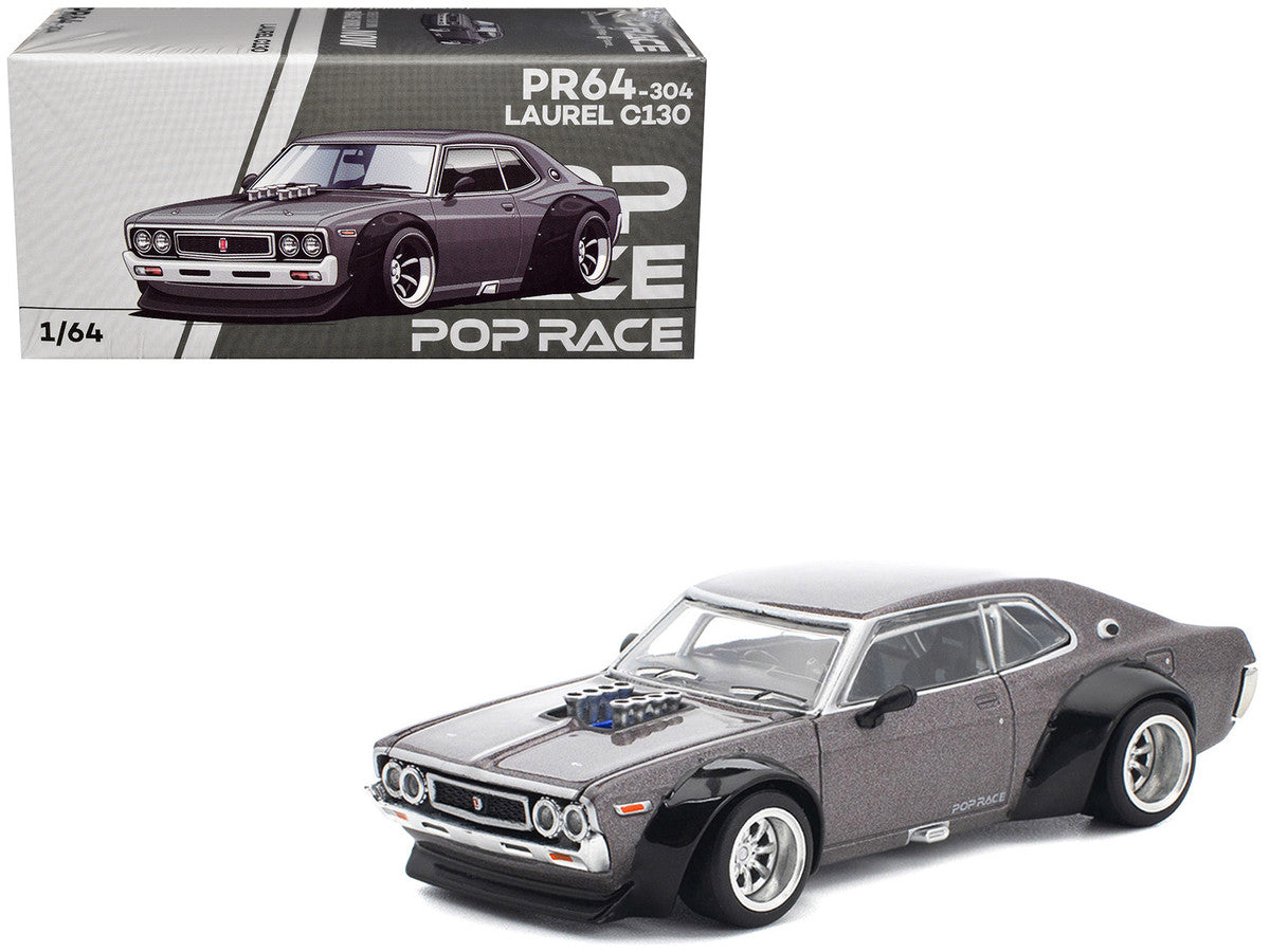 Datsun Laurel C130 RHD (Right Hand Drive) Gray Metallic 1/64 Diecast Model Car by Pop Race Pop Race