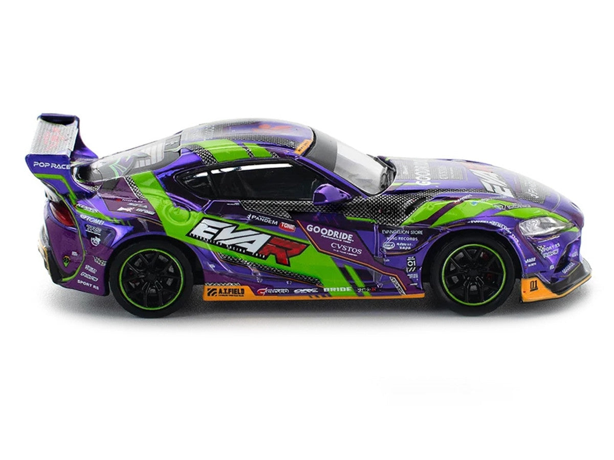 Toyota Pandem GR Supra RHD (Right Hand Drive) "EVA RT Test Type-01 GoodRide" Purple Metallic with Graphics 1/64 Diecast Model Car by Pop Race Pop Race