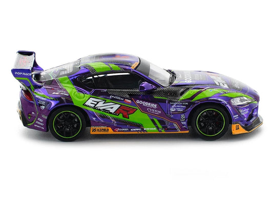 Toyota Pandem GR Supra RHD (Right Hand Drive) "EVA RT Test Type-01 GoodRide" Purple Metallic with Graphics 1/64 Diecast Model Car by Pop Race Pop Race