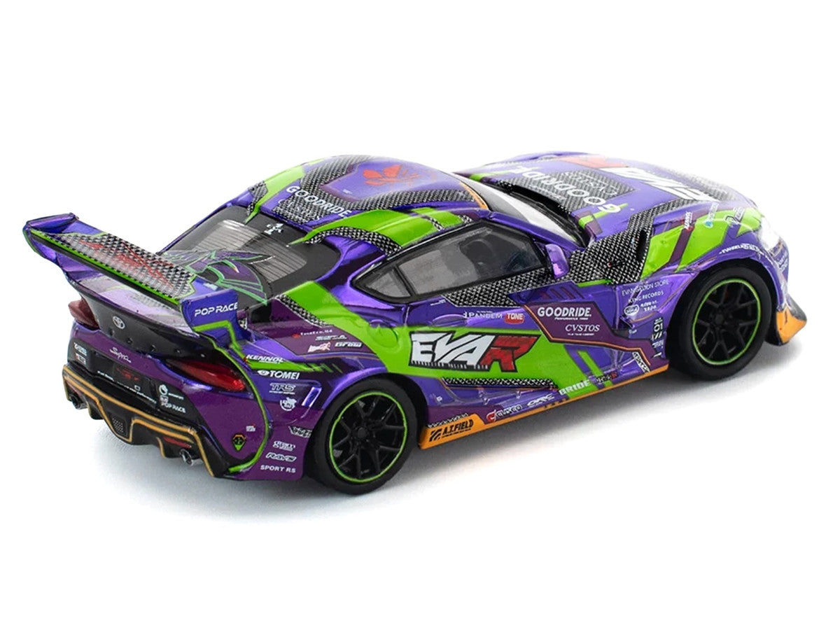 Toyota Pandem GR Supra RHD (Right Hand Drive) "EVA RT Test Type-01 GoodRide" Purple Metallic with Graphics 1/64 Diecast Model Car by Pop Race Pop Race