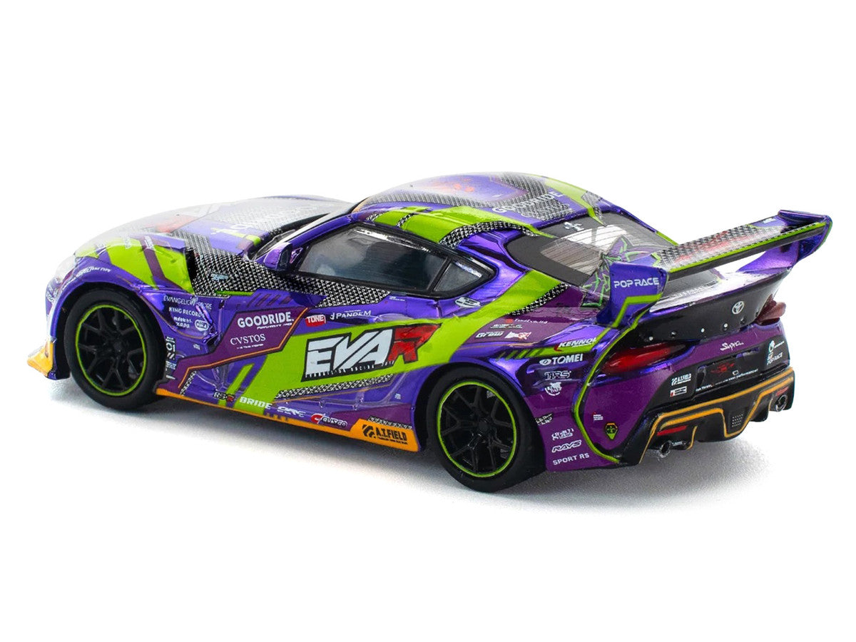 Toyota Pandem GR Supra RHD (Right Hand Drive) "EVA RT Test Type-01 GoodRide" Purple Metallic with Graphics 1/64 Diecast Model Car by Pop Race Pop Race
