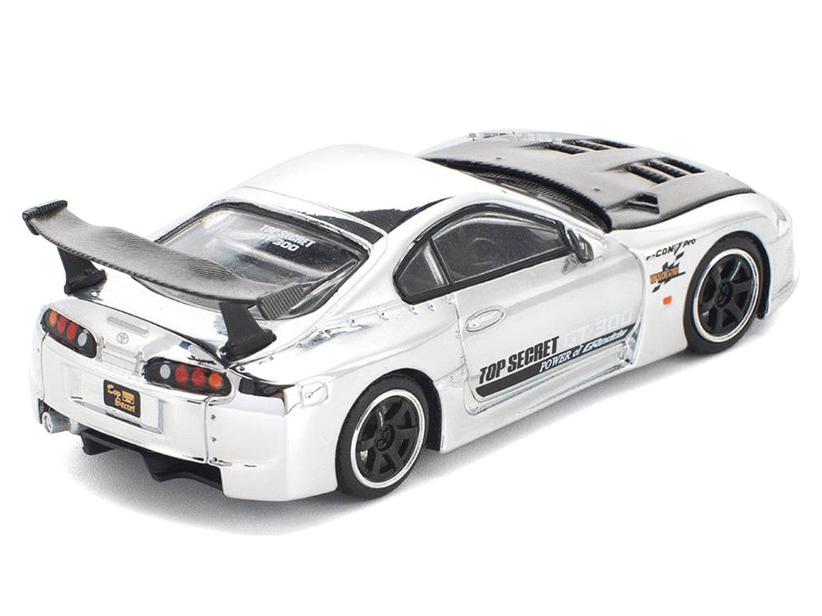Toyota Supra "Top Secret" GT300 RHD (Right Hand Drive) Silver Chrome 1/64 Diecast Model Car by Pop Race Pop Race