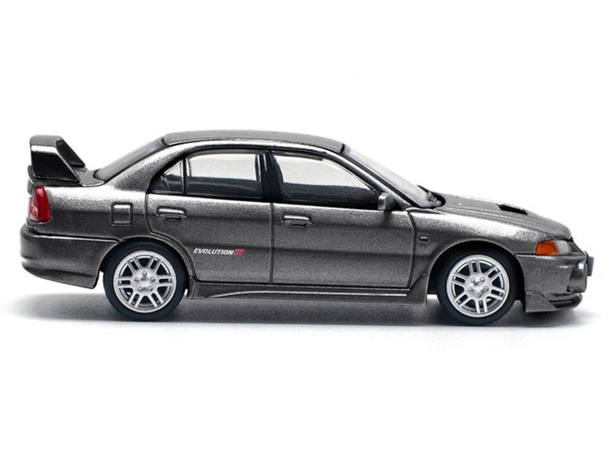 Mitsubishi Lancer Evolution IV RHD (Right Hand Drive) Dark Gray Metallic 1/64 Diecast Model Car by Pop Race Pop Race