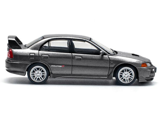 Mitsubishi Lancer Evolution IV RHD (Right Hand Drive) Dark Gray Metallic 1/64 Diecast Model Car by Pop Race Pop Race