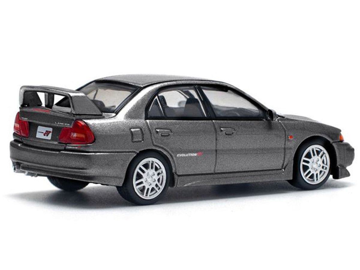 Mitsubishi Lancer Evolution IV RHD (Right Hand Drive) Dark Gray Metallic 1/64 Diecast Model Car by Pop Race Pop Race