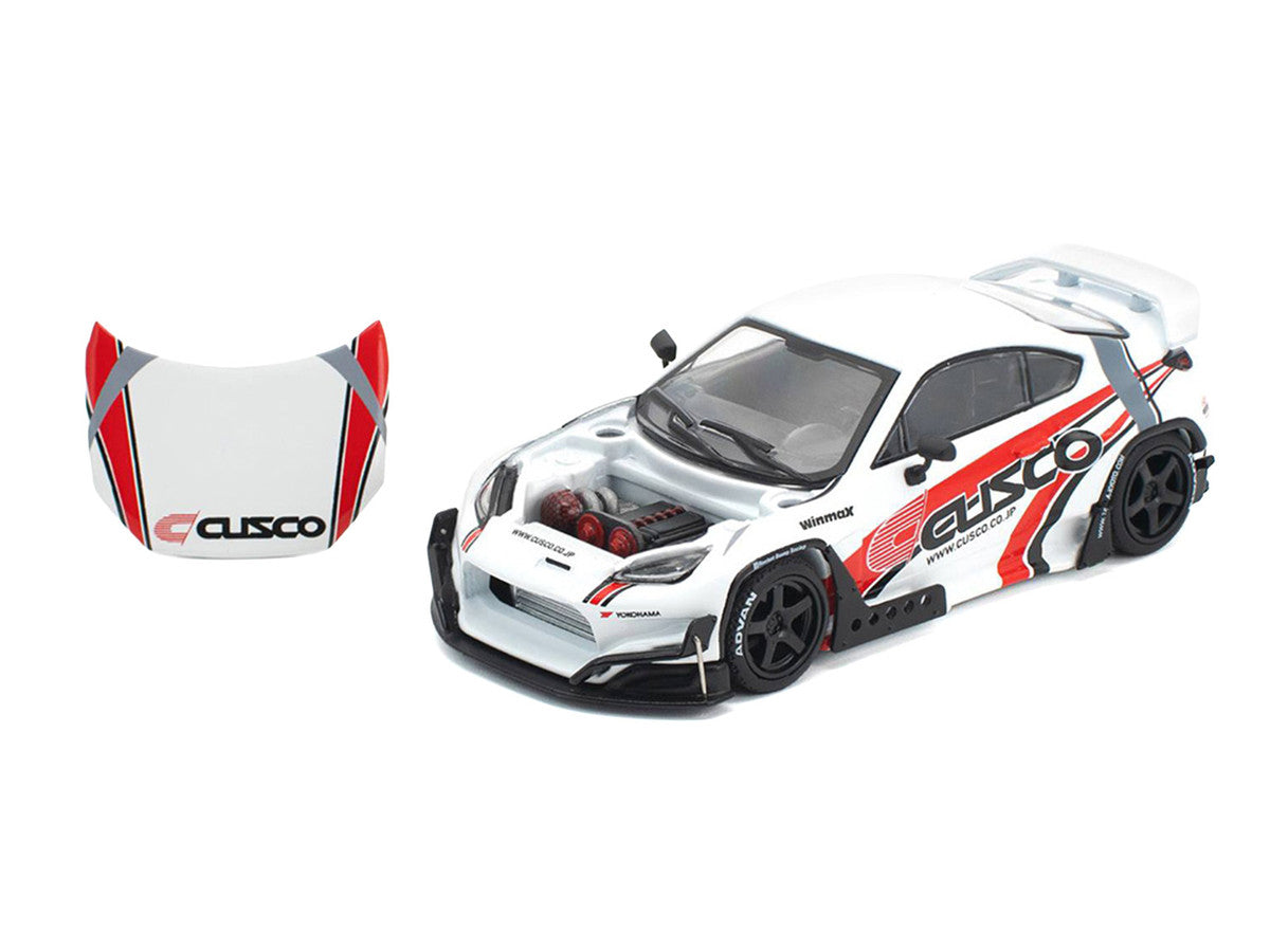 Toyota Pandem GR86 "Cusco" White with Racing Graphics 1/64 Diecast Model Car by Pop Race Pop Race