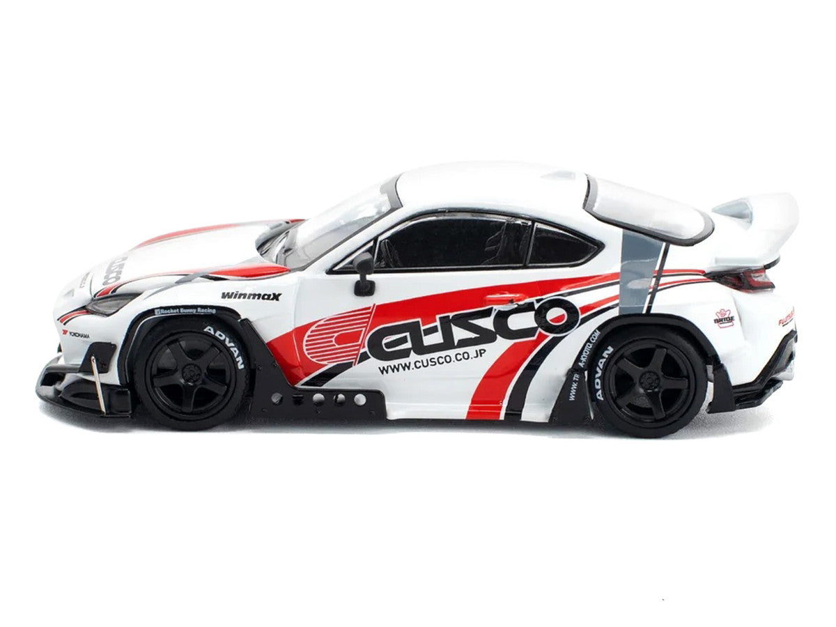 Toyota Pandem GR86 "Cusco" White with Racing Graphics 1/64 Diecast Model Car by Pop Race Pop Race