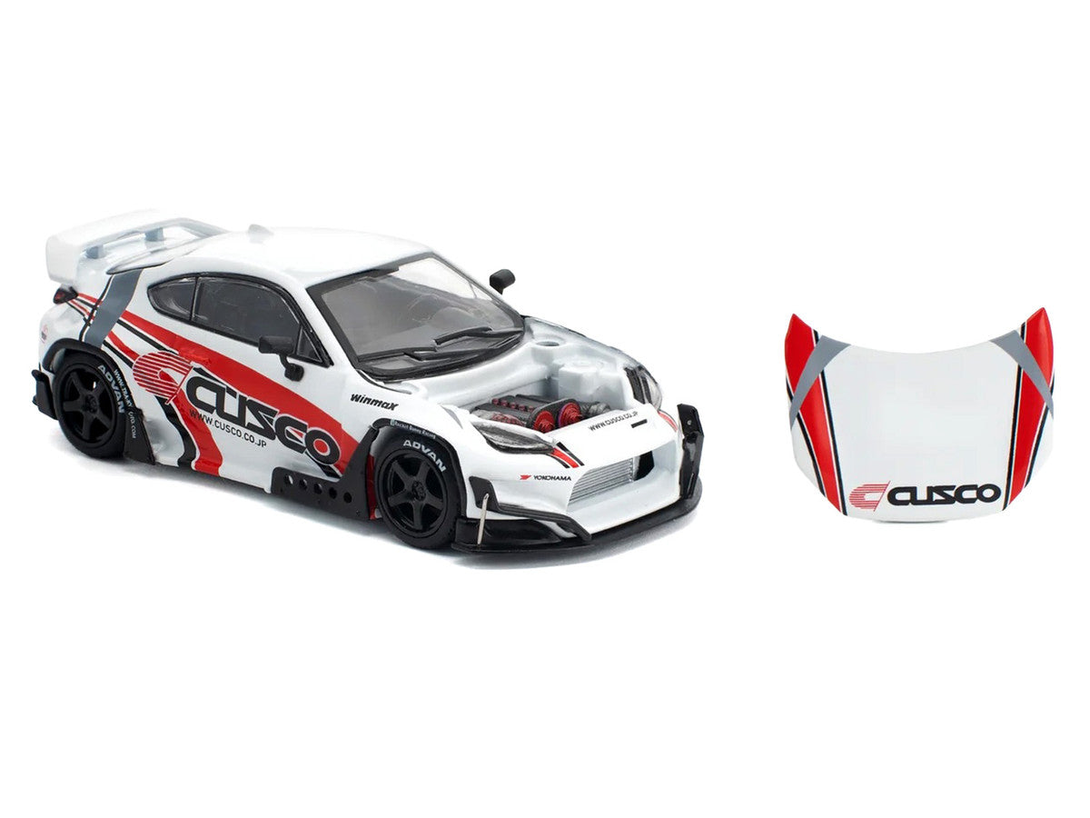 Toyota Pandem GR86 "Cusco" White with Racing Graphics 1/64 Diecast Model Car by Pop Race Pop Race