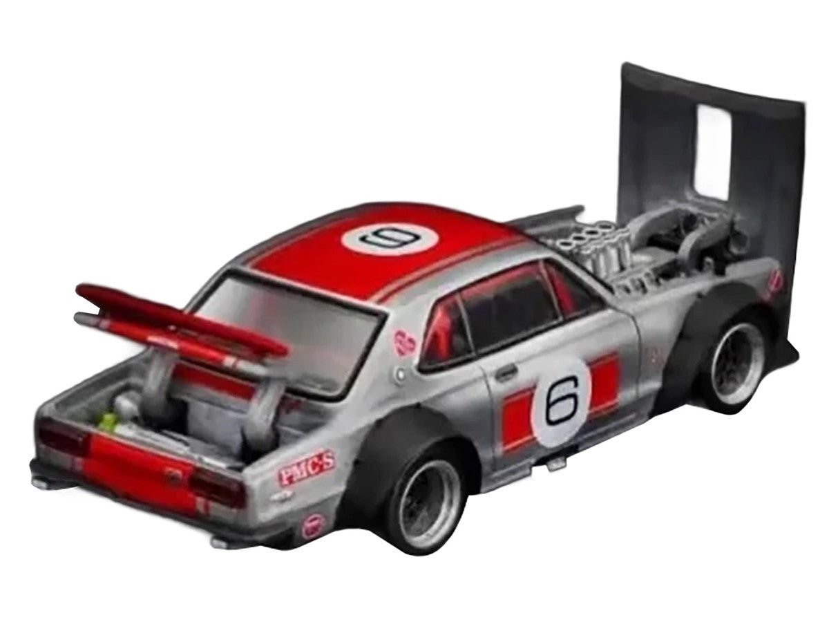Skyline GT-R V8 Drift "Hakosuka" RHD (Right Hand Drive) #6 Silver Metallic with Red Stripes "APA XPO 2025 Exclusive" 1/64 Diecast Model Car by Pop Race Pop Race