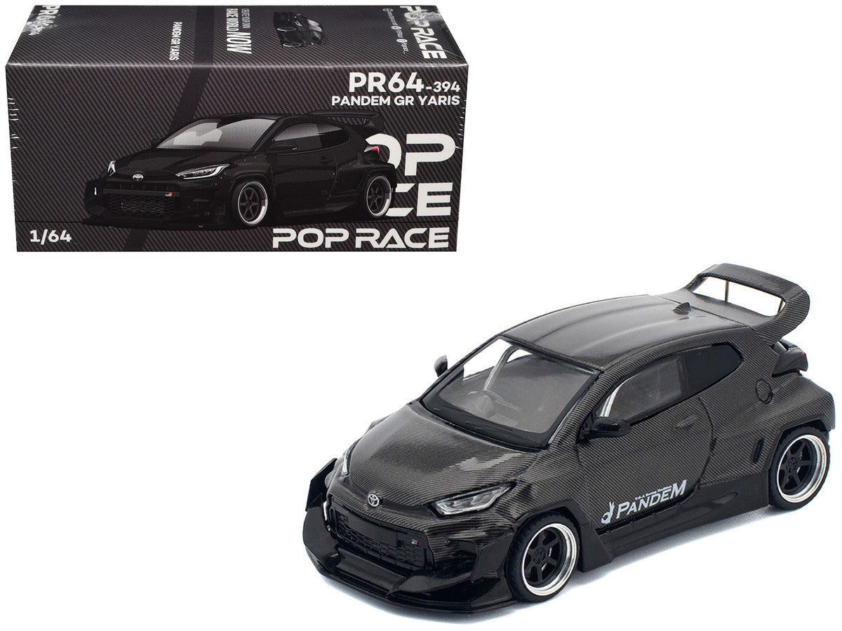 Toyota "Pandem" GR Yaris RHD (Right Hand Drive) Carbon Fiber 1/64 Diecast Model Car by Pop Race Pop Race