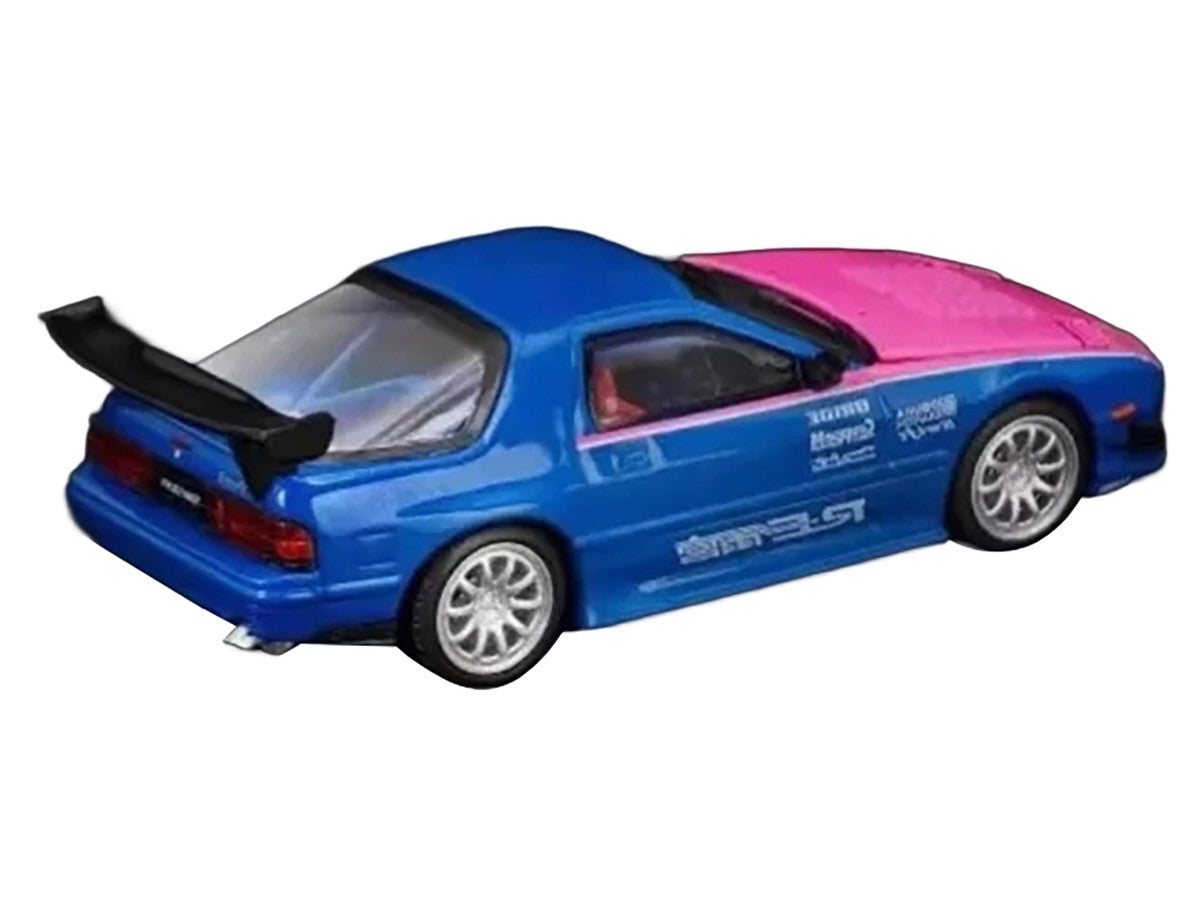 Mazda RX7 (FC3S) RE Amemiya RHD (Right Hand Drive) Blue Metallic with Pink Hood "APA XPO 2025 Exclusive" 1/64 Diecast Model Car by Pop Race Pop Race