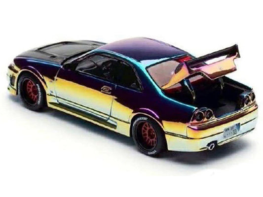 Skyline GT-R (R33) RHD (Right Hand Drive) Chameleon Chrome with Carbon Hood "APA XPO 2025 Exclusive" 1/64 Diecast Model Car by Pop Race Pop Race