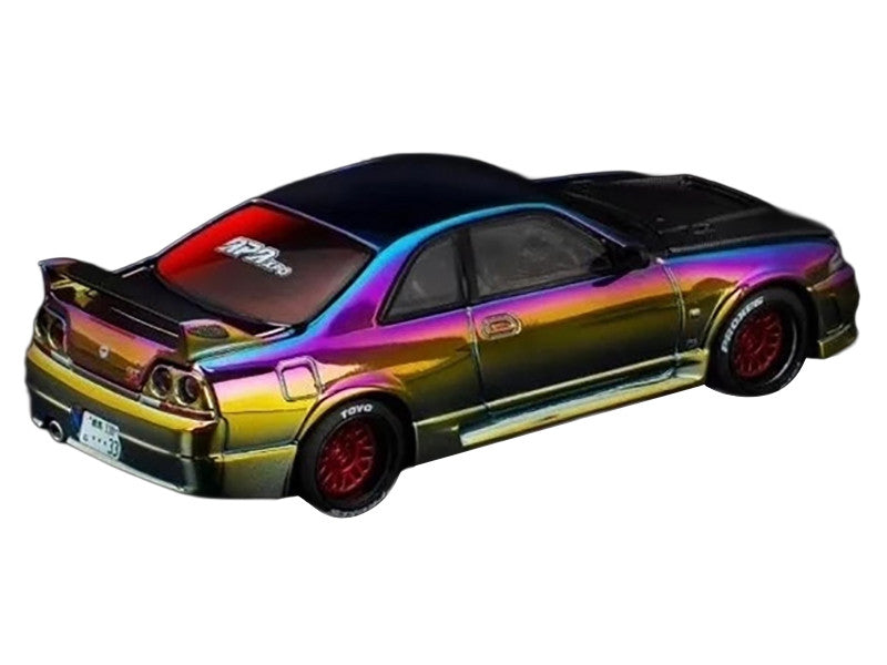 Skyline GT-R (R33) RHD (Right Hand Drive) Chameleon Chrome with Carbon Hood "APA XPO 2025 Exclusive" 1/64 Diecast Model Car by Pop Race Pop Race
