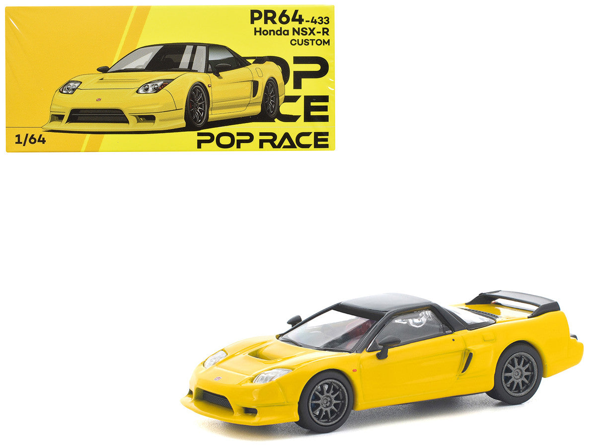 Honda NSX-R RHD (Right Hand Drive) Custom Yellow with Black Top 1/64 Diecast Model Car by Pop Race Pop Race