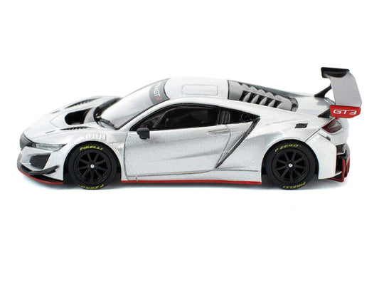 Honda NSX GT3 EVO22 Silver Metallic "Brazilian Event Exclusive" 1/64 Diecast Model Car by Pop Race Pop Race