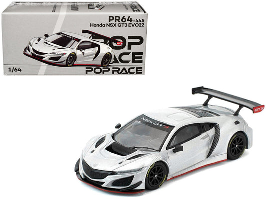 Honda NSX GT3 EVO22 Silver Metallic "Brazilian Event Exclusive" 1/64 Diecast Model Car by Pop Race Pop Race