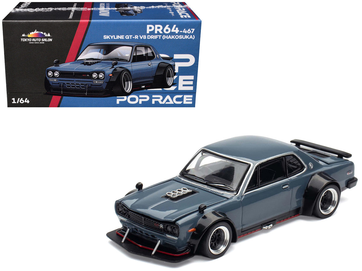 Skyline GT-R V8 Drift "Hakosuka" RHD (Right Hand Drive) Gray "Tokyo Auto Salon Hong Kong 2025" Special Edition 1/64 Diecast Model Car by Pop Race Pop Race
