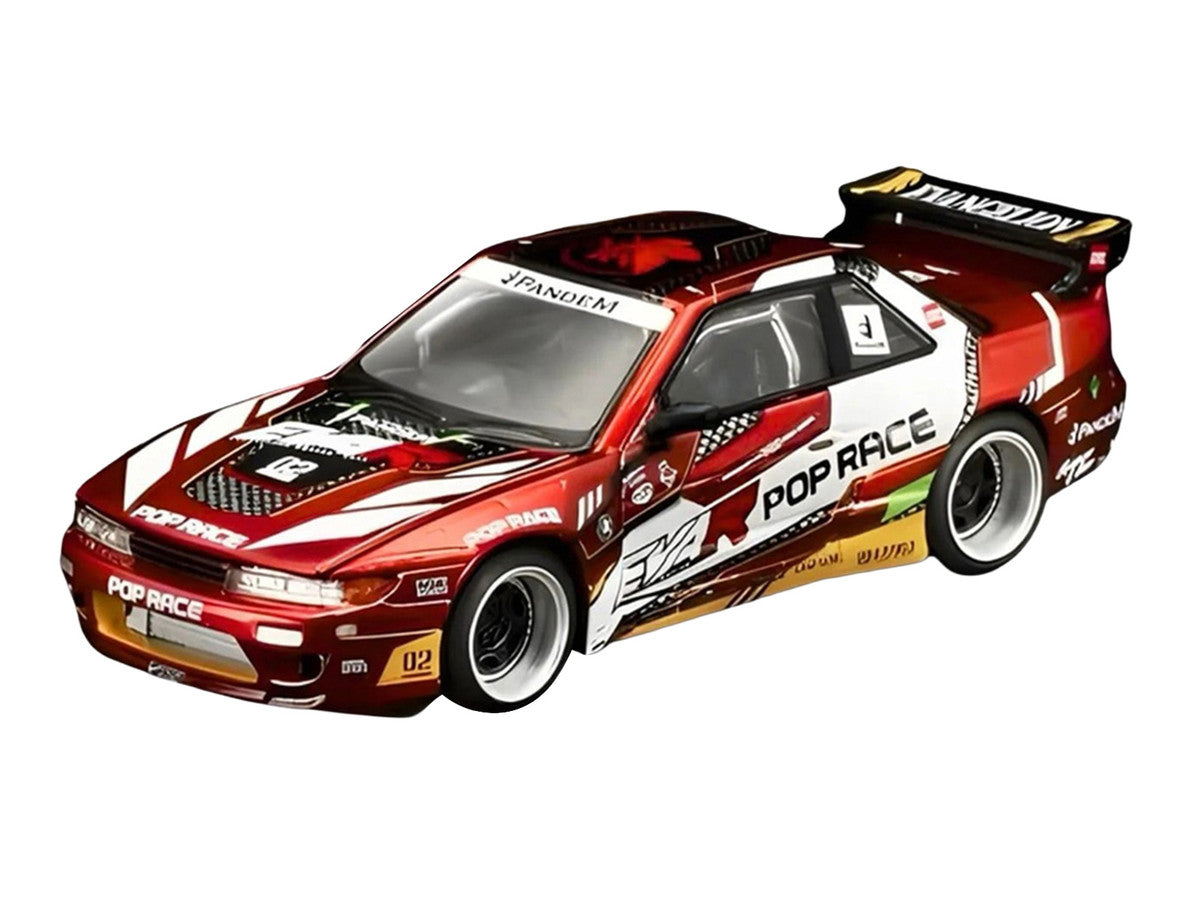 Pandem S13 RHD (Right Hand Drive) "EVA RT Production Model-02" Red Metallic with Graphics 1/64 Diecast Model Car by Pop Race Pop Race