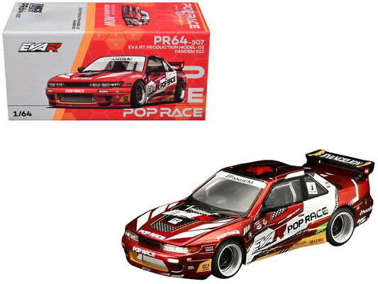 Pandem S13 RHD (Right Hand Drive) "EVA RT Production Model-02" Red Metallic with Graphics 1/64 Diecast Model Car by Pop Race Pop Race