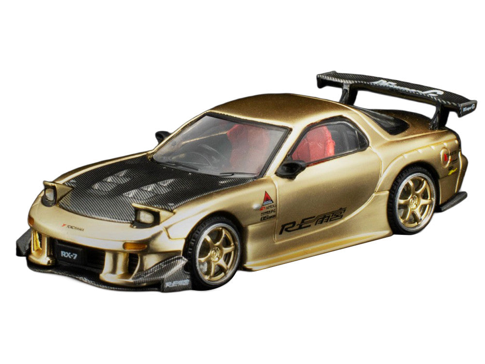 Mazda RX7 (FD3S) RE Amemiya RHD (Right Hand Drive) Gold Metallic with Carbon Hood "Thailand Diecast Expo 2026" 1/64 Diecast Model Car by Pop Race Pop Race