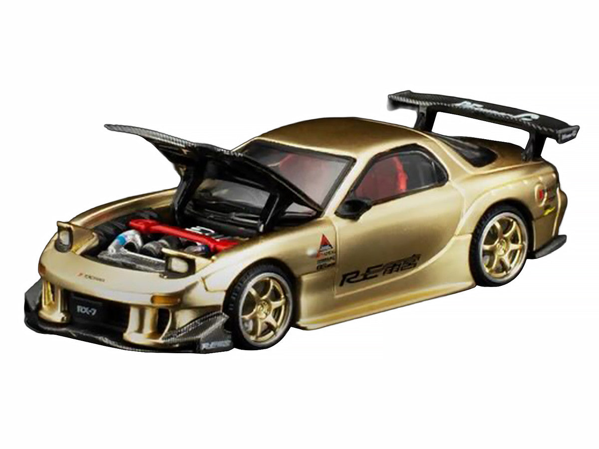 Mazda RX7 (FD3S) RE Amemiya RHD (Right Hand Drive) Gold Metallic with Carbon Hood "Thailand Diecast Expo 2026" 1/64 Diecast Model Car by Pop Race Pop Race