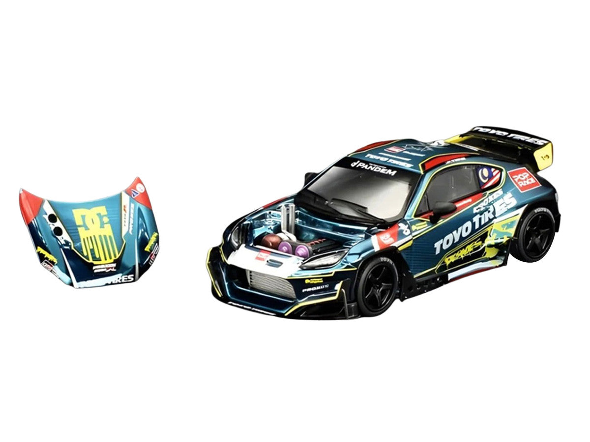 Toyota Pandem GR86 "Tengku Djan Ley" Blue Metallic with Graphics 1/64 Diecast Model Car by Pop Race Pop Race