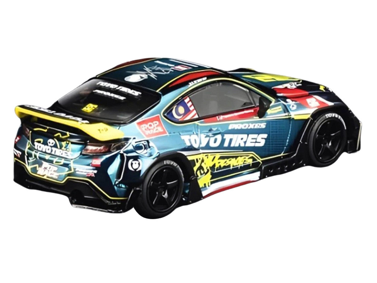 Toyota Pandem GR86 "Tengku Djan Ley" Blue Metallic with Graphics 1/64 Diecast Model Car by Pop Race Pop Race