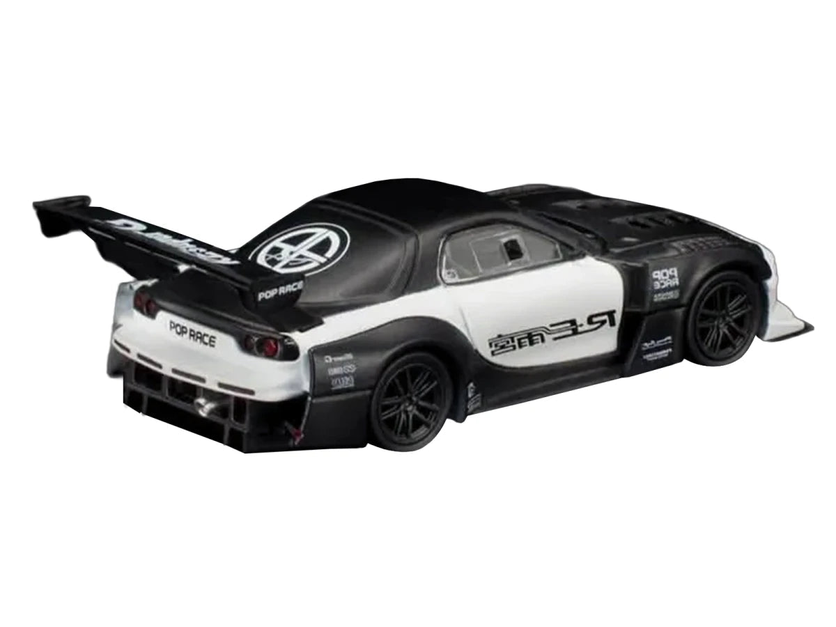 Mazda RX-7 "RE Super G Time Attack" RHD (Right Hand Drive) Black and White "The Model Car Show Malaysia 2026" 1/64 Diecast Model Car by Pop Race Pop Race