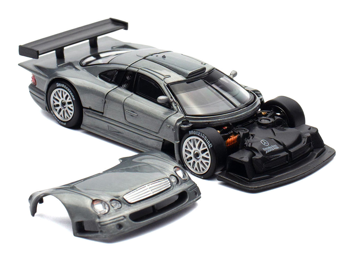 Mercedes-Benz CLK GTR Raw Metal 1/64 Diecast Model Car by Pop Race Pop Race