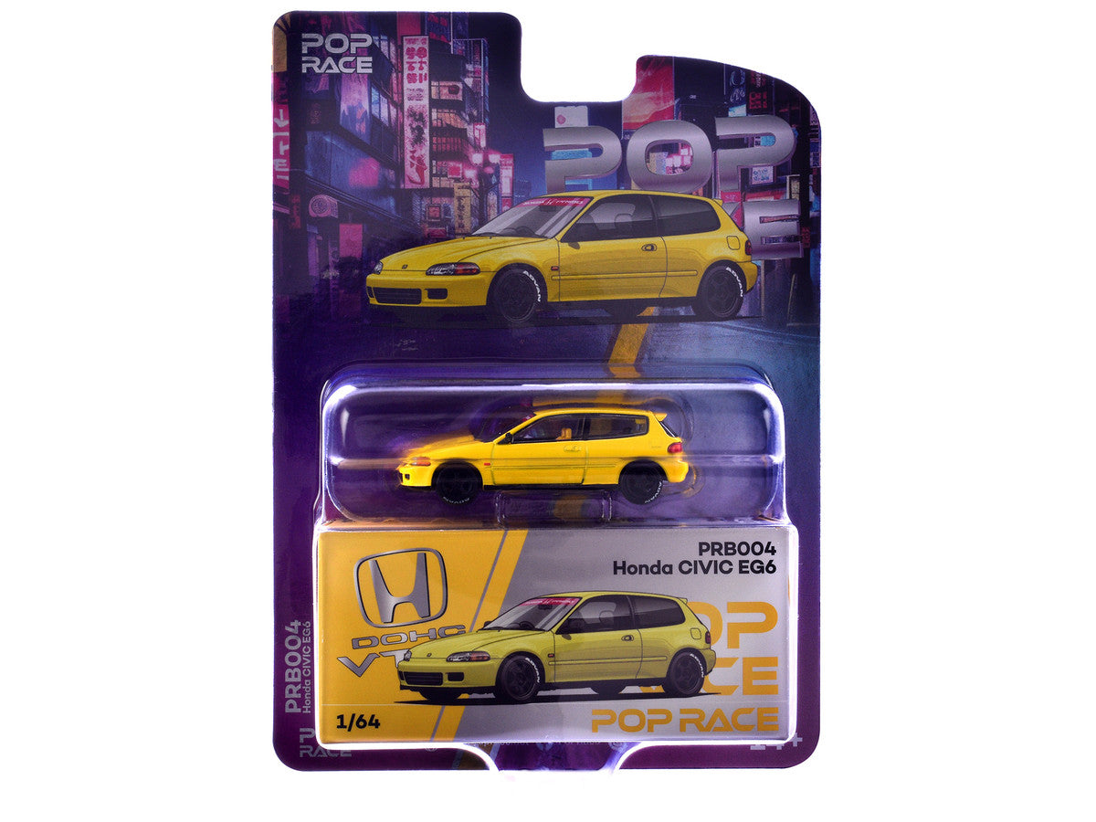 Honda Civic EG6 RHD (Right Hand Drive) Yellow "Vancouver 2026 Event Edition" 1/64 Diecast Model Car by Pop Race Pop Race