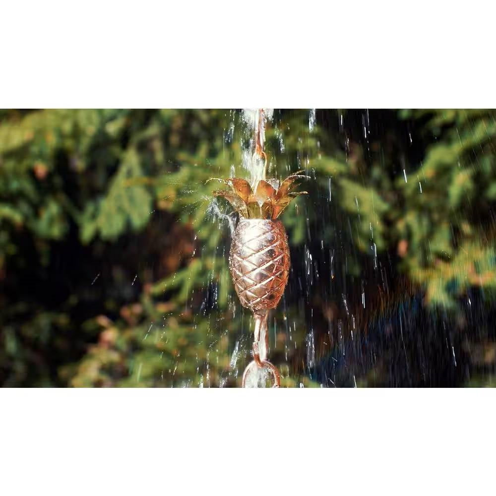 8.5 Ft. Copper Pineapple Rain Chain Gutter Downspout - Basin Not Included FastFurnishings