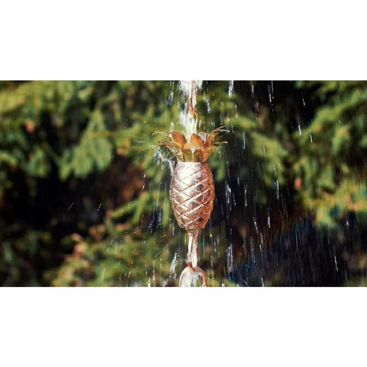 8.5 Ft. Copper Pineapple Rain Chain Gutter Downspout - Basin Not Included FastFurnishings