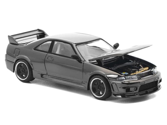 GTR R33 400R RHD (Right Hand Drive) Dark Chrome "The Dark Chrome Series" 1/64 Diecast Model Car by Pop Race Pop Race