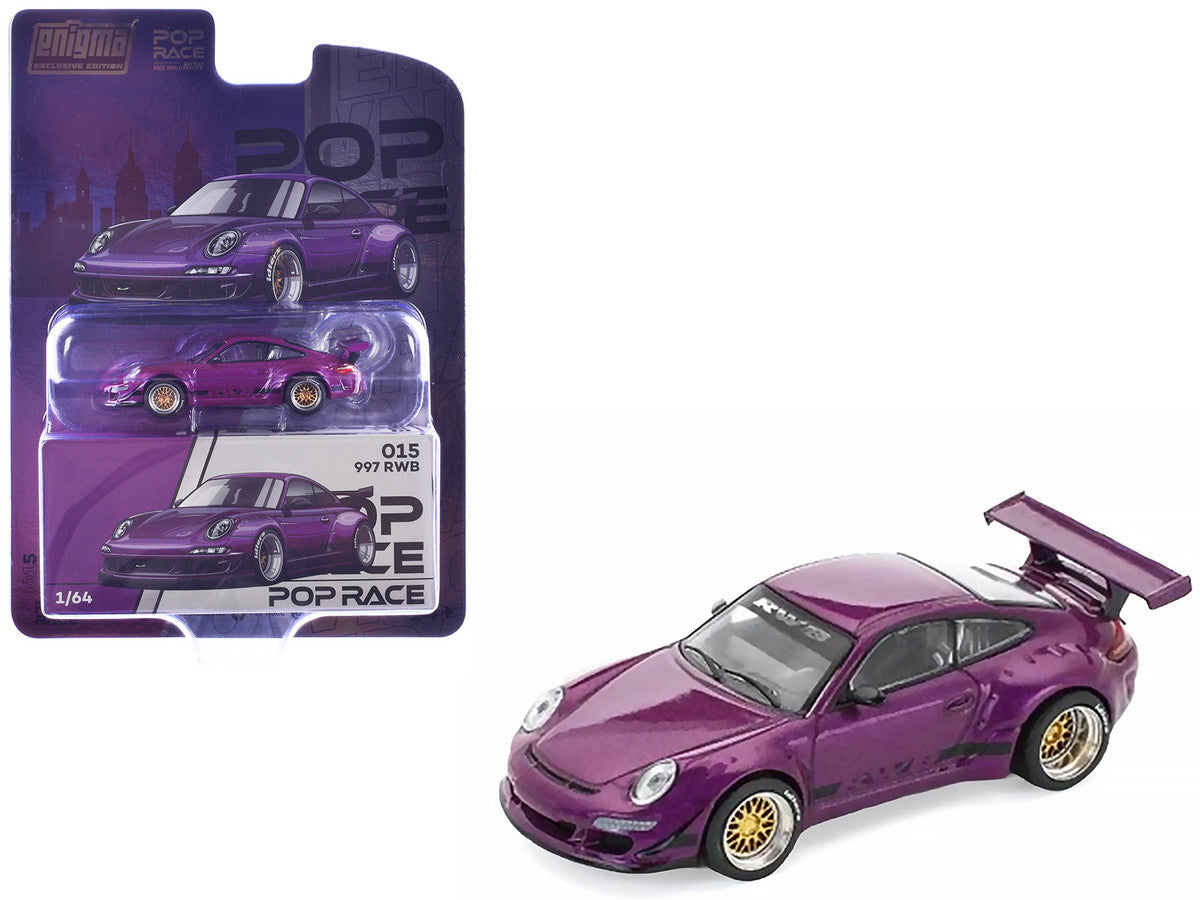 RWB 997 Purple Metallic with Black Stripes 1/64 Diecast Model Car by Pop Race-0