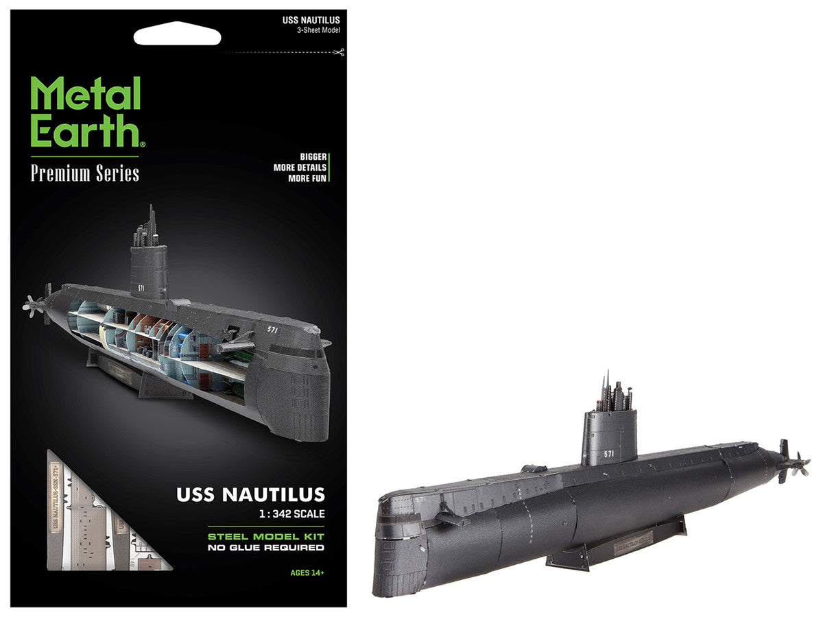 Model Kit USS Nautilus (SSN-571) Submarine "United States Navy" (Challenging Difficulty) Steel Model by Metal Earth Metal Earth