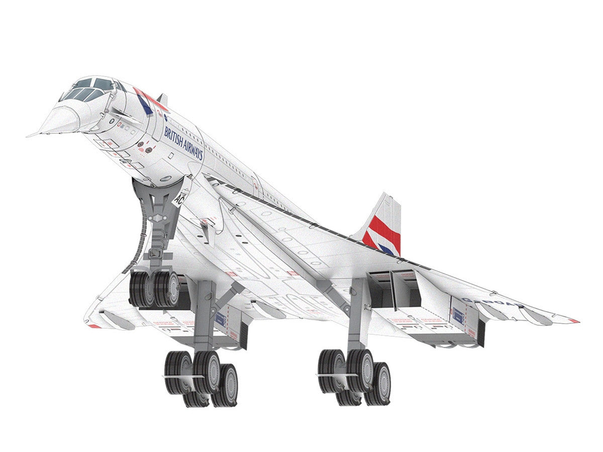 Model Kit BAC Concorde SST Aircraft "British Airways" White with Striped Tail "Premium Series" (Moderate Difficulty) Steel Model by Metal Earth Metal Earth