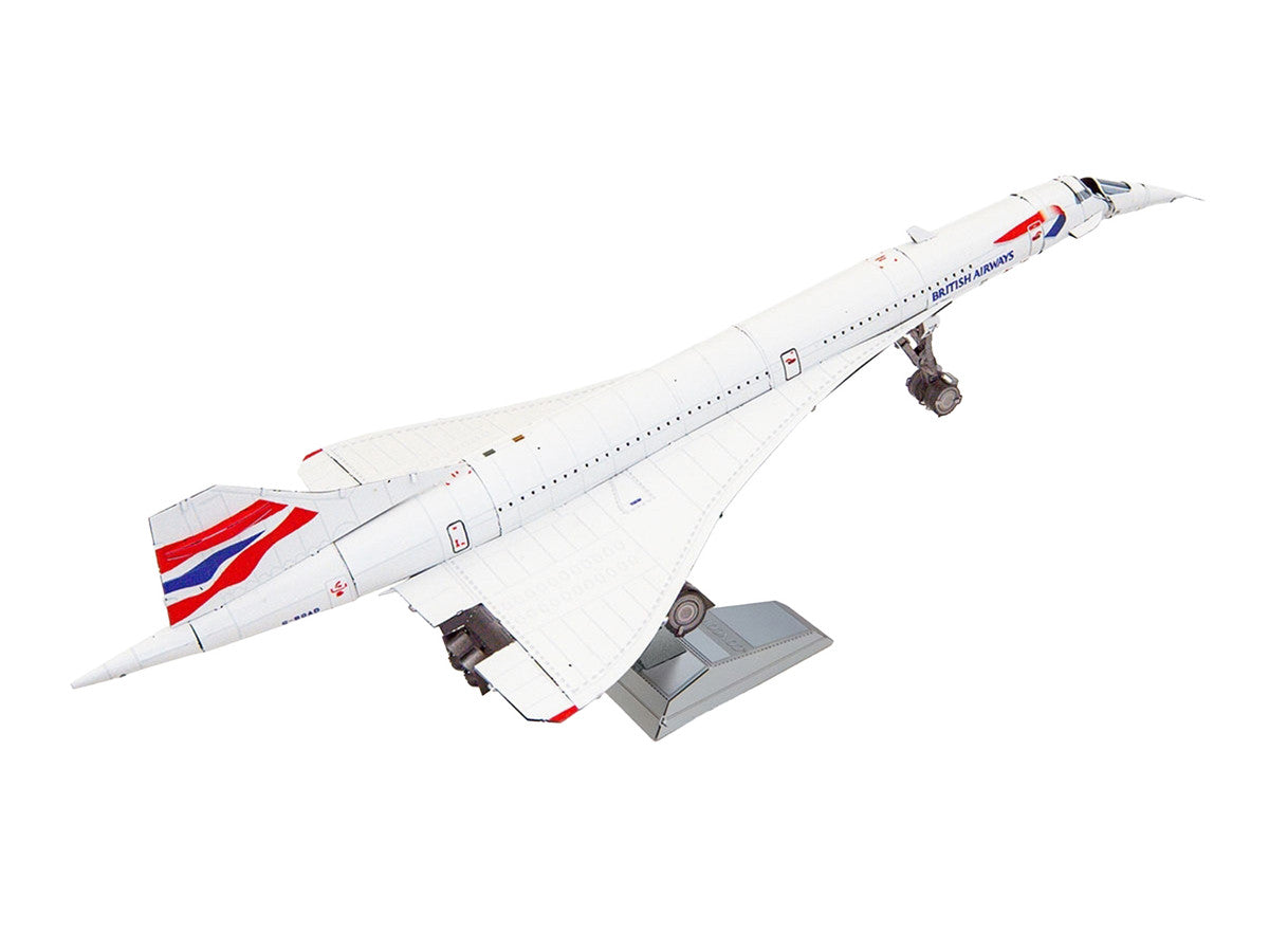 Model Kit BAC Concorde SST Aircraft "British Airways" White with Striped Tail "Premium Series" (Moderate Difficulty) Steel Model by Metal Earth Metal Earth